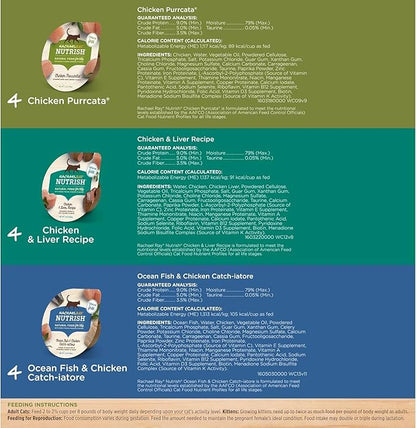 Rachael Ray Nutrish Premium Wet Cat Food, Chicken Lovers Variety Pack, Grain Free, 2.8 Oz. Tub, Pack Of 12