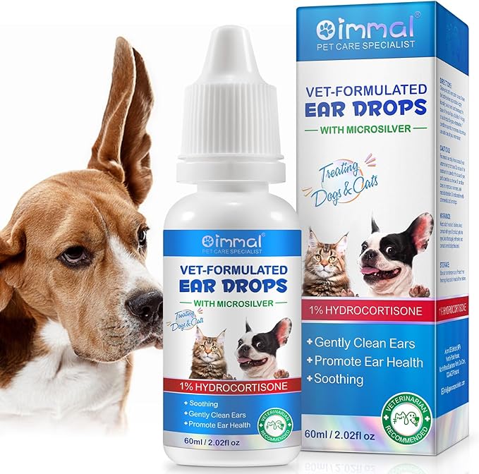 Dog Ear Infection Treatment, Cat &amp; Dog Ear Cleaner for Itchy Relief, Antiseptic,Waxing,Cleansing, Ear Mite Treatment for Dog Cats, Yeast Ears Infection Treatment for Dogs, 2.02fl.oz