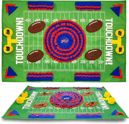 NFL Buffalo Bills Dog Snuffle Mat – Interactive Pet Slow Feeder, Football Field Design Food Puzzle Toy for Dogs &amp; Cats, Foraging Activity Mat for Smarter Feeding