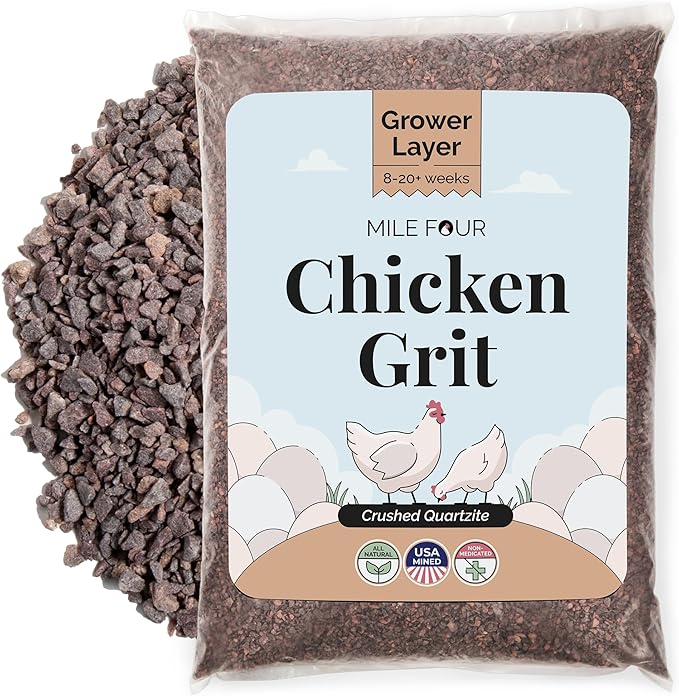 Chicken Grit for Layer &amp; Grower Chickens Age 8-20+ Weeks - 100% Natural Mineral Chicken Grit Quartzite, Poultry Grit, USA Mined, 50 lbs