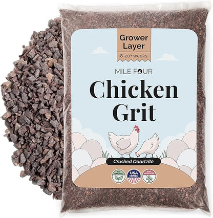 Chicken Grit for Layer &amp; Grower Chickens Age 8-20+ Weeks - 100% Natural Mineral Chicken Grit Quartzite, Poultry Grit, USA Mined, 50 lbs