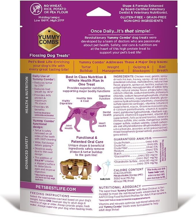 Dog Dental Treats – Vet VOHC Approved, Removes Tartar &amp; Cleans Teeth – Yummy High Protein Chicken Treat for Large Dogs (Mini Pack, 6 Count)