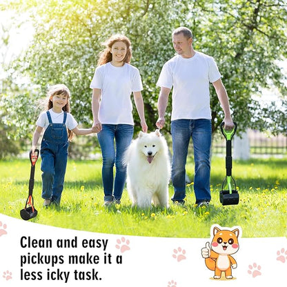 TIMINGILA Pooper Scooper 2 Pack, 28" Long Handle No Touch Dog Pooper Scooper for Large Medium Small Dogs, Durable Spring &amp; Lightweight, Waste Pickup Tool for Dogs in Lawns/Grass/Dirt/Gravel