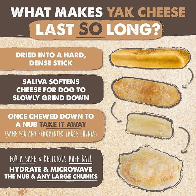 Mighty Paw Yak Cheese Chews for Dogs - All-Natural Long Lasting Pet Treats - Odorless Limited-Ingredient Chews for Puppies &amp; Power-Chewers (Medium, 4 Pack)