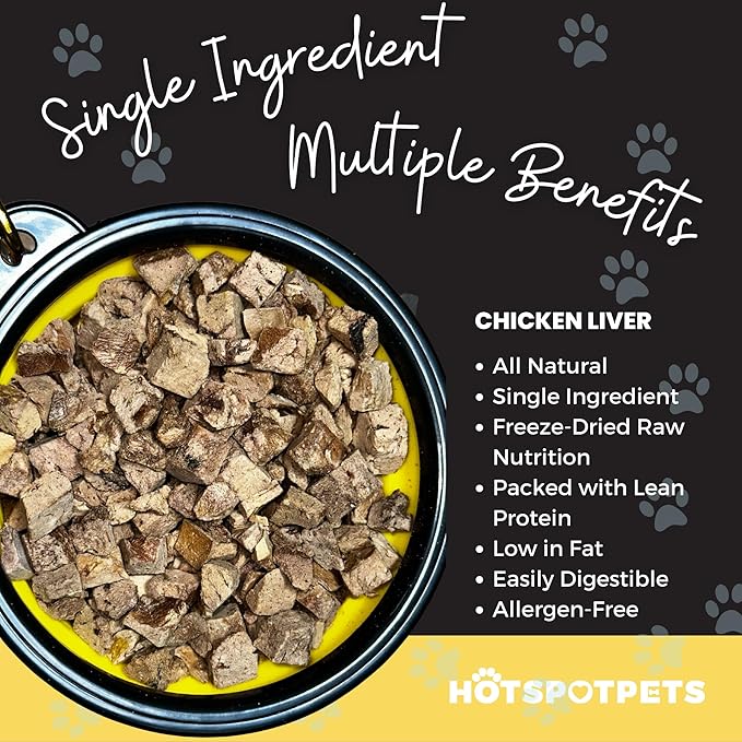 hotspot pets Freeze Dried Chicken Liver Treats for Cats &amp; Dogs -1LB Big Bag-Made in USA- Single Ingredient All Natural, Grain-Free - Perfect for Training, Food Topper or Snack
