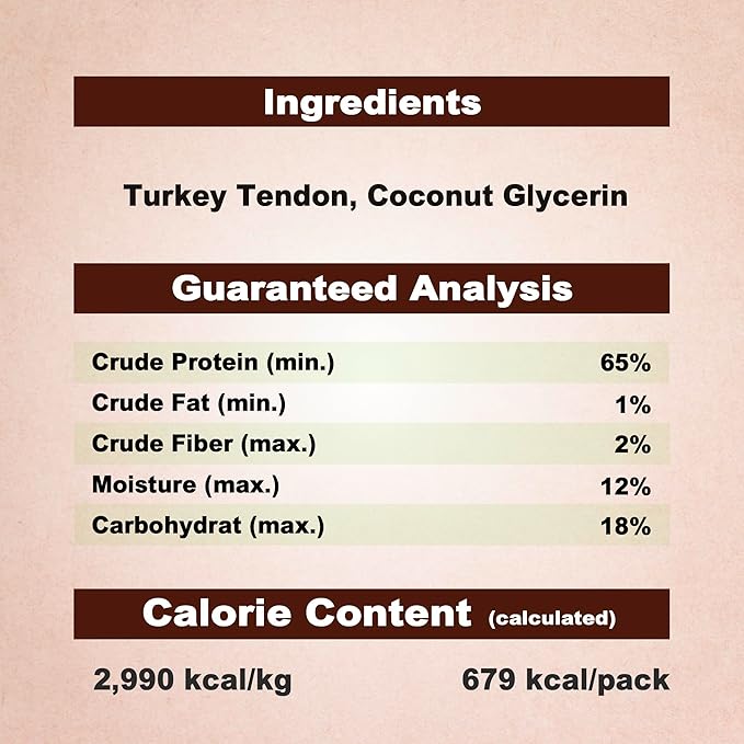Afreschi Natural Turkey Tendon Pretzel (L) 10 oz, USA-Sourced Turkey Tendon, All Natural Puppy Chew, Hypoallergenic, Rawhide Alternative, for Large Breeds