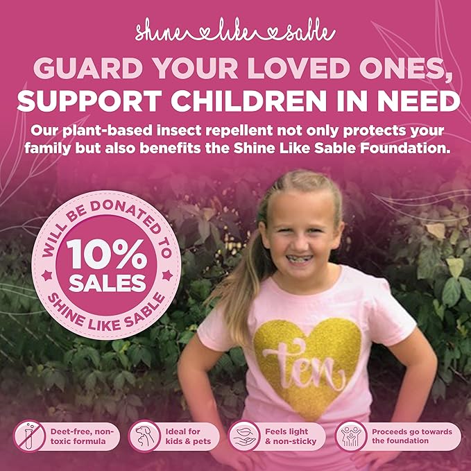 Shine Like Sable Deet-Free Insect &amp; Mosquito Repellent 2 Pack 8oz – Kid &amp; Pet-Safe, Pleasant Insect Repellent w/Lemongrass Oil - Insect Repellent Against Mosquitoes, Gnats, Black Flies, &amp; No-See-ums