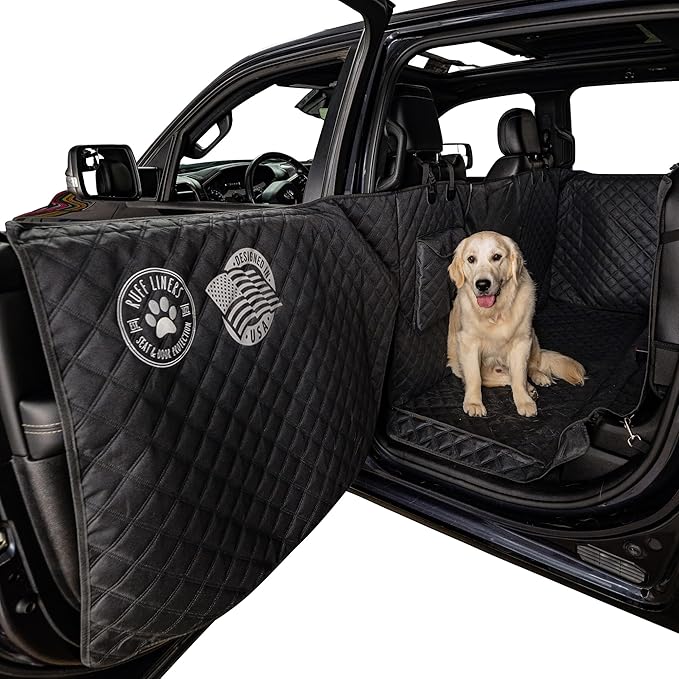 XL Floor Cover with Door Protection, 2025 Black – As Seen on Shark Tank – Fits Full‑Size Crew Cab Trucks with Fold‑Up Seats, Waterproof &amp; Machine Washable – Sturdy XL Dog Hammock for Truck
