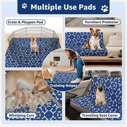 LOOBANI Reusable Pee Pads for Dogs: 2 Pack 36"x 41" Super Absorbent Washable Puppy Pads Non-Slip Whelping Pad Dog Playpen Mat, Waterproof &amp; Leakproof Dog Training Pads for Floor, Crate, Potty