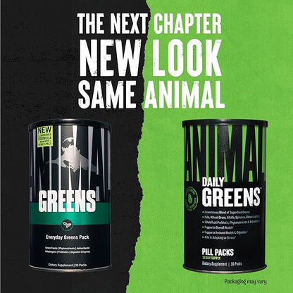 Animal Daily Greens Pill Packs - Kale, Wheat Grass, Alfalfa &amp; More - Convenient Prebiotic and Probiotic Superfood Blend for Superior Digestion, Gut Health, and Immunity For Men &amp; Women - 30 Day Supply