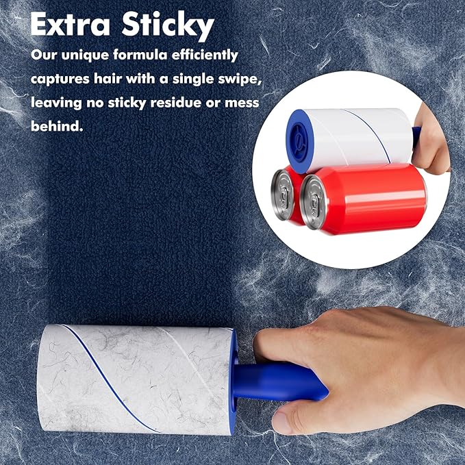 Lint Rollers for Pet Hair Extra Sticky, 400 Sheets (2 Rollers + 2 Refill) Mega Value Set, Portable Pet Lint Remover for Clothes, Furniture, Carpet, Dog &amp; Cat Hair Removal