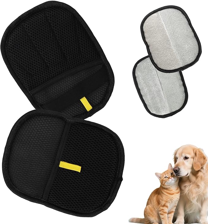 2pcs Pet Hair Removal Gloves, 2 Style Reusable Pet Hair Static Remover Mitt Glove for Cat Dog Sofa Furniture Carpet Curtain Bed Sheet Clothes Car Seat Cleaning Tool (Regular &amp; Five Finger Style)
