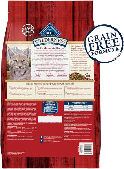 Blue Buffalo Wilderness Adult Dry Cat Food, Rocky Mountain Recipe, Chicken-Free &amp; Grain-Free Recipe Made with Natural Ingredients, Red Meat, 10-lb Bag