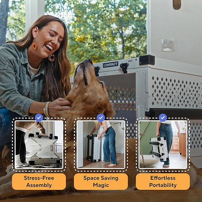Impact Collapsible Dog Crate - Foldable Hard Crate for Large Dogs - Heavy Duty Travel Kennel with Powder-Coated Aluminum - Quick Setup for Indoor &amp; Outdoor (Gray, 40" (40.5" L x 23" W x 29" H))