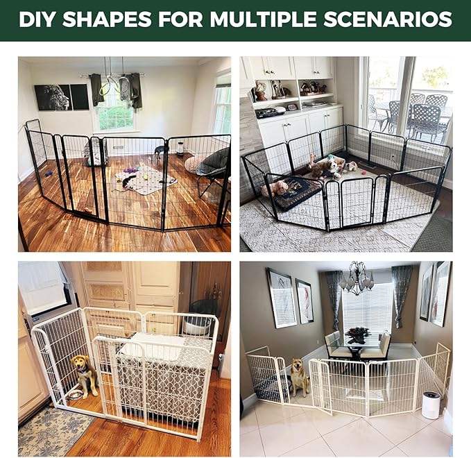 FXW Homeplus Unleashed Indoor Dog Playpen - Stress-Free and Safe Play, Heavy Duty 32 Inch 6 Wire Panels Dog Pen for Small and Medium Dogs, Black│Patented