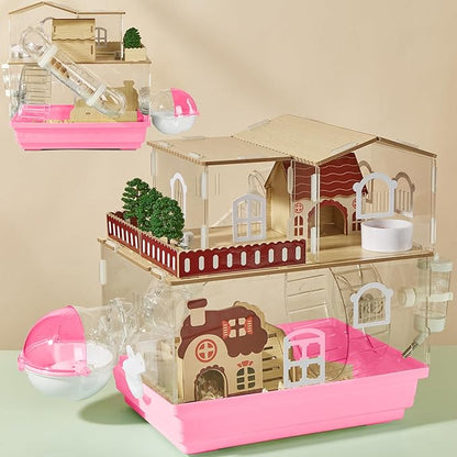12 in 1 Clear Acrylic Hamster Cage with All Accessories,13.5&