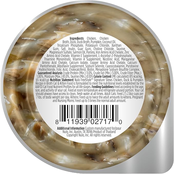 Nulo Freestyle Cat &amp; Kitten Wet Cat Food Signature Stew, Premium All Natural Grain-Free Cat Food Topper with No Added Minerals or Preservatives and High Animal-Based Protein, 1 Count (Pack of 24)