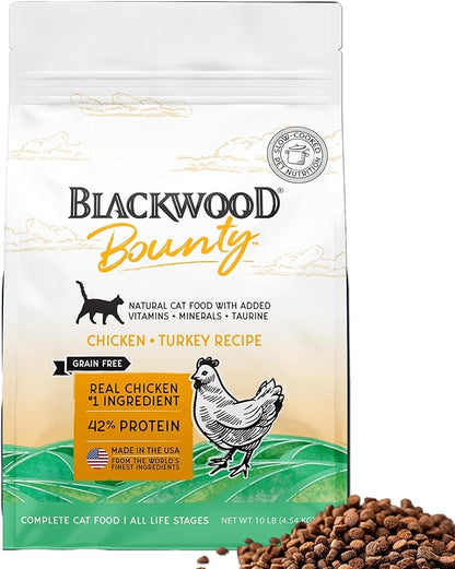 Blackwood Bounty Dry Cat Food, Chicken &amp; Turkey Recipe for All Life Stages, 10 Pound Bag, High Protein, Grain Free