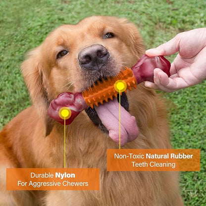 Apasiri Dog Toys for Aggressive Chewers Peanut Butter Flavored, 8" Tough Dog Chew Bone, Nylon &amp; Rubber Chew Toy, Dog Bone Toy for Large Medium Breed 20-80lbs