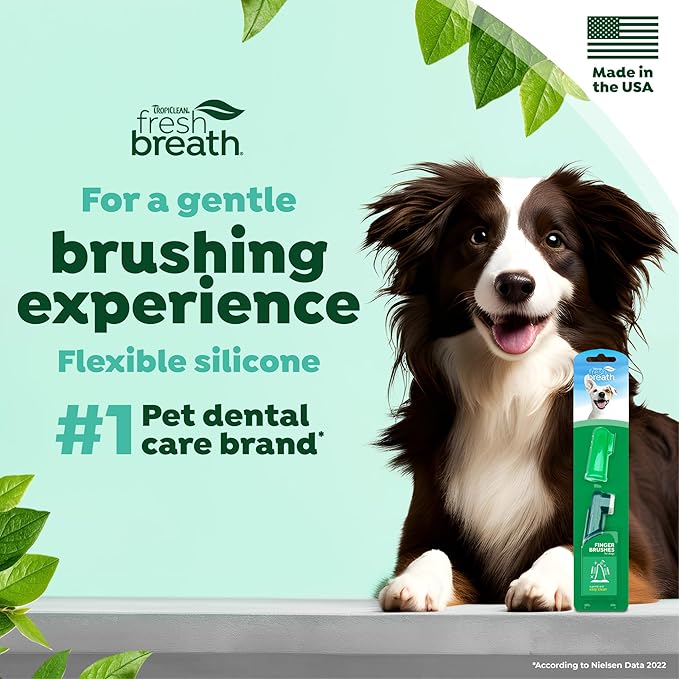 TropiClean Fresh Breath Finger Toothbrushes for Dogs &amp; Puppies | Gentle Soft Toothbrush Alternative for Easy Teeth Cleaning