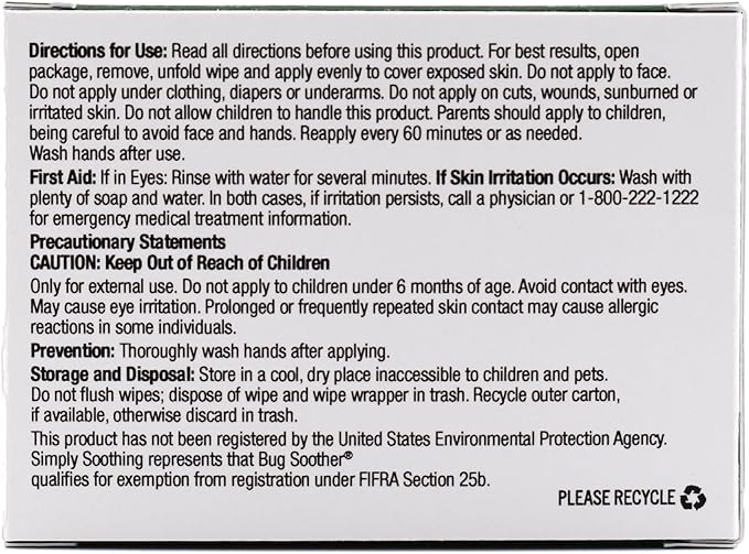 Bug Soother Wipes (30 ct) - Natural Insect, Gnat and Mosquito Repellent &amp; Deterrent - 100% DEET-Free Safe Bug Wipes for Adults, Kids, &amp; Pets - Made in USA
