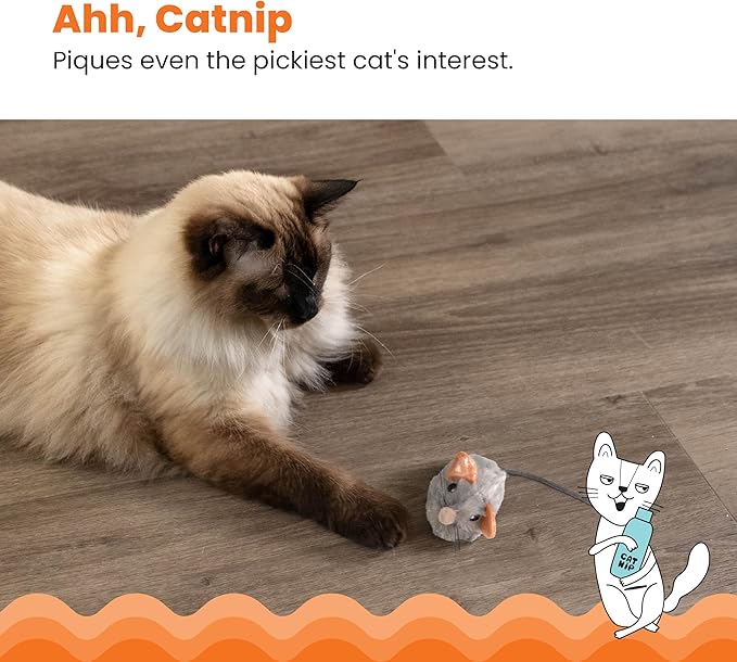 Catstages Squeak Squeak Mouse Cat Toy with Touch-Activated Sound &amp; Catnip, Gray