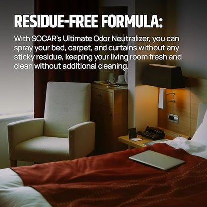 SOCAR - Odor Neutralizer Eliminates odors for Home, Office, Gym, Car. Eliminates Odors from Pets, Cooking, Sports Gear, Urine, Vomit &amp; Unwanted, Strong Odors 32oz Liquid Spray