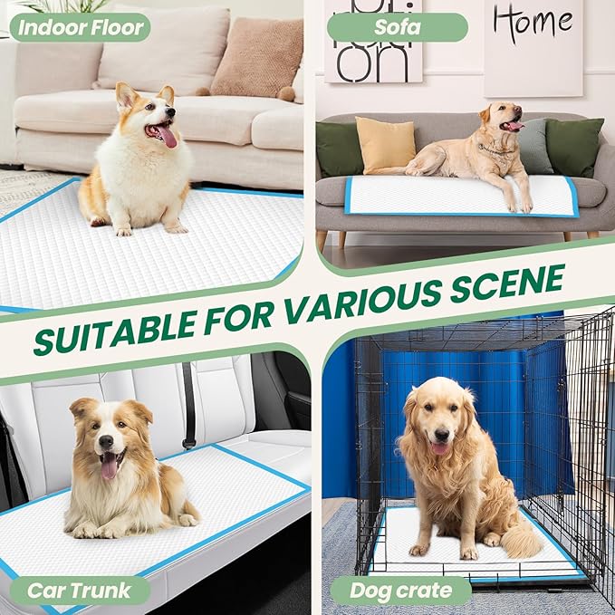 100 Count Large Dog &amp; Cat Puppy Pee Pads - 28"x30" Absorbent Potty Training Pads | Leakproof Quick-Dry Disposable Pet Pads for Puppies, Dogs &amp; Cats | Indoor, Outdoor, Litter Box, Housebreaking Use