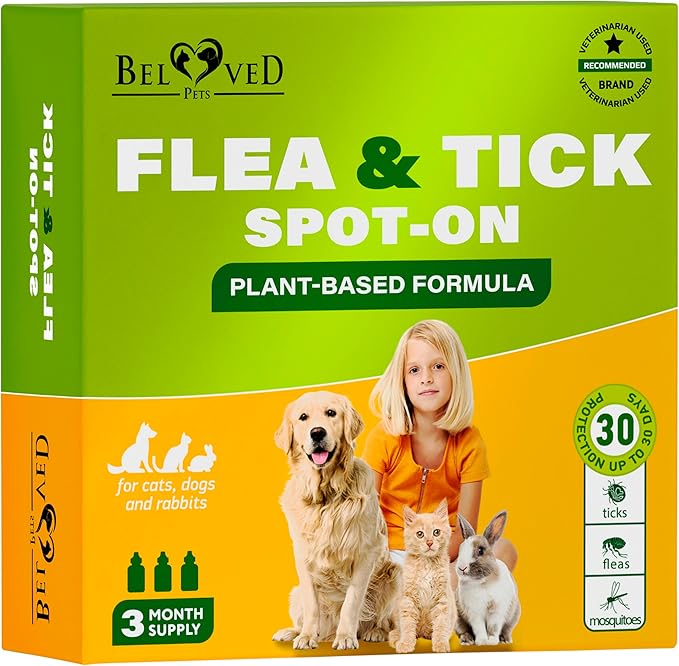 Flea and Tick Prevention for Small Dogs &amp; Cats, Rabbits - Natural Flea Treatment &amp; Pest Control - Topical Flea &amp; Mosquito Repellent for Puppy and Kitten - All Pets