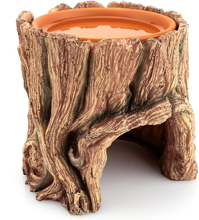 Reptile Hide Cave Resin – Moisture Keeping Reptile Shelter with Clay Water Basin for Leopard Gecko, Snake, Lizard, Amphibians – Humidifying Help Shedding &amp; Natural Habitat Design,2in1
