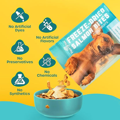 Freeze Dried Dog Treats - Wild Caught Salmon - Dog Food Dry Snacks - with Protein &amp; Omega 3s - for All Breeds &amp; Sizes - No Artificial Flavors &amp; Dyes, No Preservatives - 1 Pouch, 4 oz