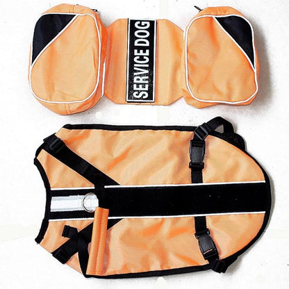 Serijoars Dog Vest Harnesses with Saddlebag Backpack for Camping &amp; Travel - Reflective Hound Hiking Backpack Saddle Bag - Lightweight Vest Harness for Medium &amp; Large Dogs (Orange, S)