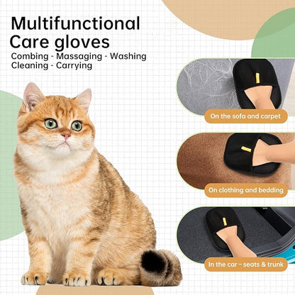 Flea Comb and Pet Hair Removal Glove for Cats &amp; Dogs Brush for Shedding Pet Hair Removal Comb with Long &amp; Short Stainless Steel Teeth for Deshedding &amp; Clothing/Couch/Furniture/Carpet/Car Seat