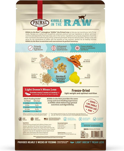 Primal Kibble in The Raw, Freeze Dried Cat Food, Chicken &amp; Fish, Scoop &amp; Serve, Made with Raw Protein, Whole Ingredient Nutrition, Crafted in The USA, Dry Cat Food, 24 Ounce (1.5 lb) Bag