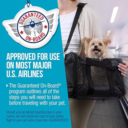 Sherpa Original Deluxe Travel Pet Carrier, Airline Approved &amp; Guaranteed On Board - Black, Medium