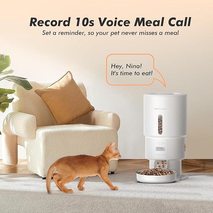 Automatic Cat Feeder - 5L Anti-Clog Cat Food Dispenser with Freshness Preservation, 1-6 Meals/Day, Programmable Portions, 10s Voice, 180-Day Battery Life, Auto Pet Feeder for Multi Cats &amp; Dogs