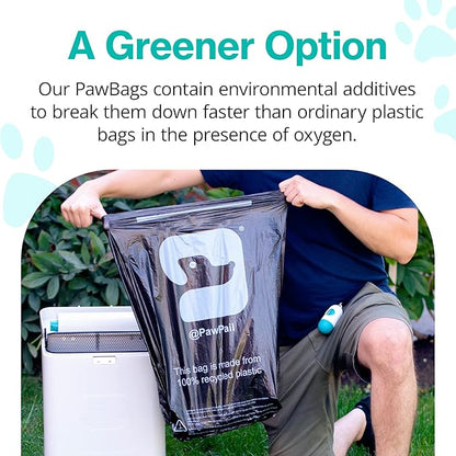 PawPail Trash Can Liners, Dog Poop Disposal Bags, 100% Recycled Plastic, Floral Scented, for PawPail Pet Waste Station, Cat Litter Box, or Outdoor Trash Can | 1 Roll of 20 Large Size Bags