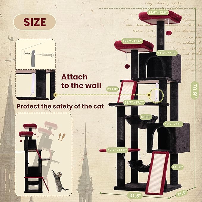 Cat Tree for Indoor Cats, 71&
