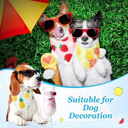 Weewooday 50 Pcs Fruit Dog Bandanas Bulk for Dogs Soft Bibs Adjustable Triangle pet Bandana for Small Medium Large Costume(Fruits Pattern, 25.6 x 17.7 x 17.7 Inch)