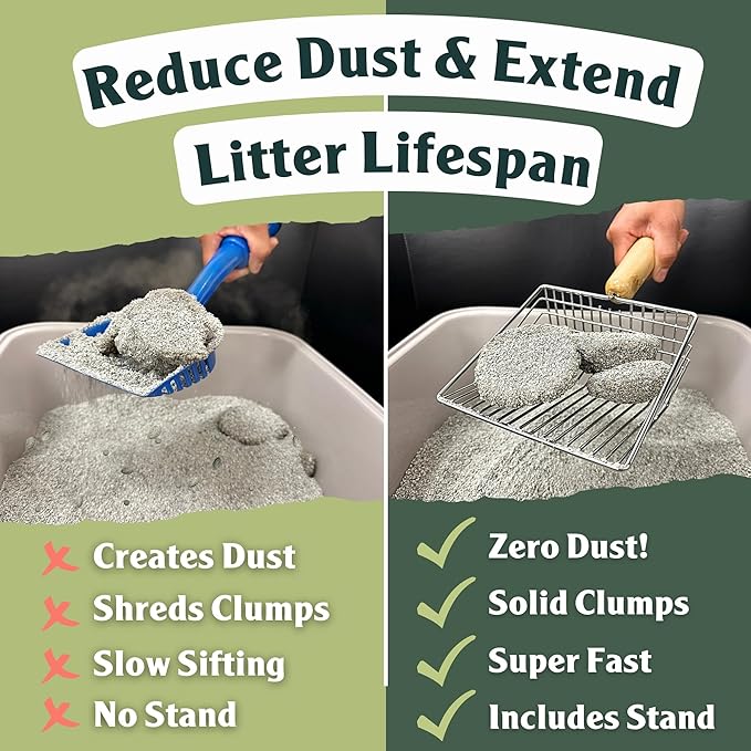 Sprinkle &amp; Sweep Litter Box Deodorizer - Cat Litter Deodorizer Non Toxic and Safe for Kittens - Instantly Eliminates Foul Smells and Urine Odors (Bag, Sifter &amp; Spray)