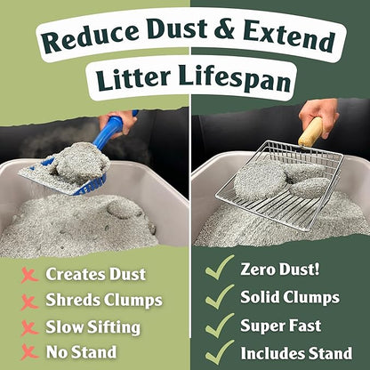 Sprinkle &amp; Sweep Litter Box Deodorizer - Cat Litter Deodorizer Non Toxic and Safe for Kittens - Instantly Eliminates Foul Smells and Urine Odors (Bag, Sifter &amp; Spray)