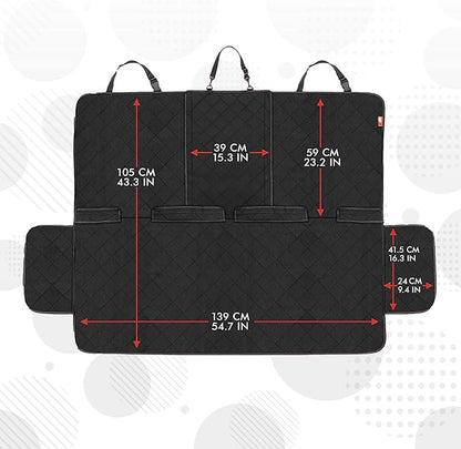 Lusso Gear Dog Car Seat Cover for Back Seat - 100% Waterproof - Full Protection from Mud, Scratches, Shedding - Non-Slip Rear Seat Protector for Dogs - Secure Fit for Car, Truck, SUV (Black)