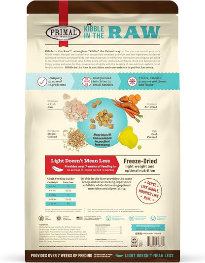Primal Kibble in The Raw, Freeze Dried Cat Food, Chicken &amp; Fish, Scoop &amp; Serve, Made with Raw Protein, Whole Ingredient Nutrition, Crafted in The USA, Dry Cat Food, 64 Ounce (4 lb) Bag