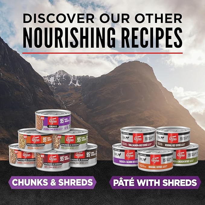 ORIJEN Chunks &amp; Shreds Wet Cat FoodChicken and Tuna Kitten Entrée 5.5oz Cans (6 Count)