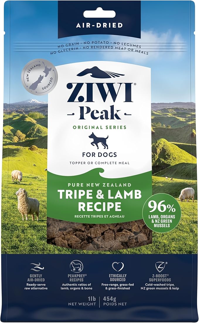 ZIWI Peak Air-Dried Dog Food – Tripe &amp; Lamb - All Natural, High Protein, Grain Free, Limited Ingredient w/ Superfoods (16oz)