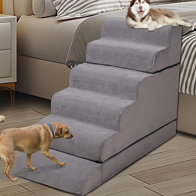 24-30inches High Dog Stairs &amp; Steps for High Beds Tall, LitaiL 29inch 6 Steps Pet Stairs/Steps for High Beds Large Dogs, Non-Slip Dog Ramps for Small Dogs, for Older Cats