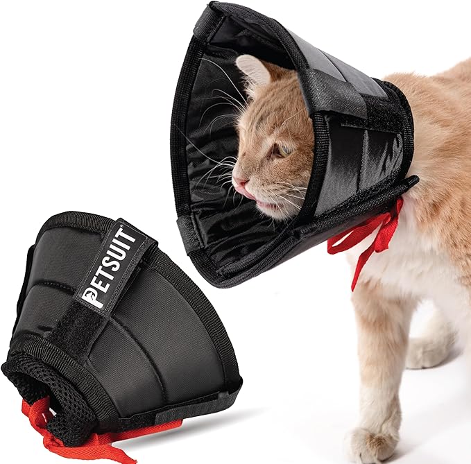 Cat Cone Collar - Soft Adjustable Cat Elizabethan Healing Collar – Lightweight Wound‑Protection Neck Cone for Licking/Biting Prevention, Fits Neck 6.5″–10.5″, Ideal Post‑Surgery &amp; Injury Care