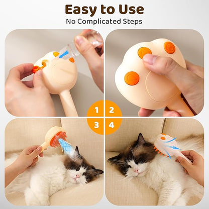 Steam Cat Brush, 6-in-1 Dog Brush Spritz Defur Comb with Pet Waterless Shampoo, Steamy Skin Friendly Deshedding Grooming Tool, Suitable for Shedding &amp; Haired Pets, Pet Supplies Accessories, Yellow