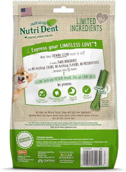 Nylabone Nutri Dent Dog Dental Chews, Natural Teeth Cleaning Treats &amp; Breath Freshener for Dogs, Fresh Mint Flavor, Mini (78 Count)