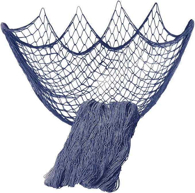 Rosoz Nature Fish Net Wall Decoration with Shells, Ocean Themed Wall Hangings Fishing Net Party Decor for Pirate Party,Wedding,Photographing Decoration